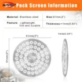 Datenblatt zum V2 Screen mit 51 mm: Edelstahl, leicht und dünn, von vorne und von der Kante gezeichnet