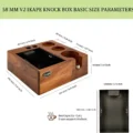 Maßzeichnung des IKAPE V2 Nussbaum-Organizers und seines herausnehmbaren Abklopfbehälters