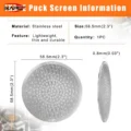 Datenblatt „Puck Screen Information“: Edelstahl, 1 Stück, 58,5 mm Durchmesser und 0,8 mm dick