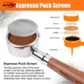 Diagramm: Lage des V3 Screens im Siebträger zwischen Brühkopf und Kaffee, die Seite mit großen Öffnungen oben