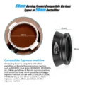 Größengrafik zum 58-mm-Trichter: ein 58-mm-Sieb mit Kaffee und eine Seitenansicht mit 25 mm Höhe