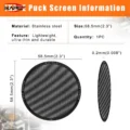 Datenblatt zum schwarzen 58,5-mm-Screen: Edelstahl, 0,2 mm dick, ein Stück, mit Vorder- und Kantenansicht