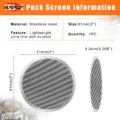 Datenblatt zum silbernen 51-mm-Screen: Edelstahl, 0,2 mm dick, ein Stück, mit Vorder- und Kantenansicht