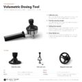 Datenblatt des VDT Tools, gezeigt auf einem 58-mm-Sieb: Kalibrieren, Dosis nach Gewicht, Skala, Klingenstege