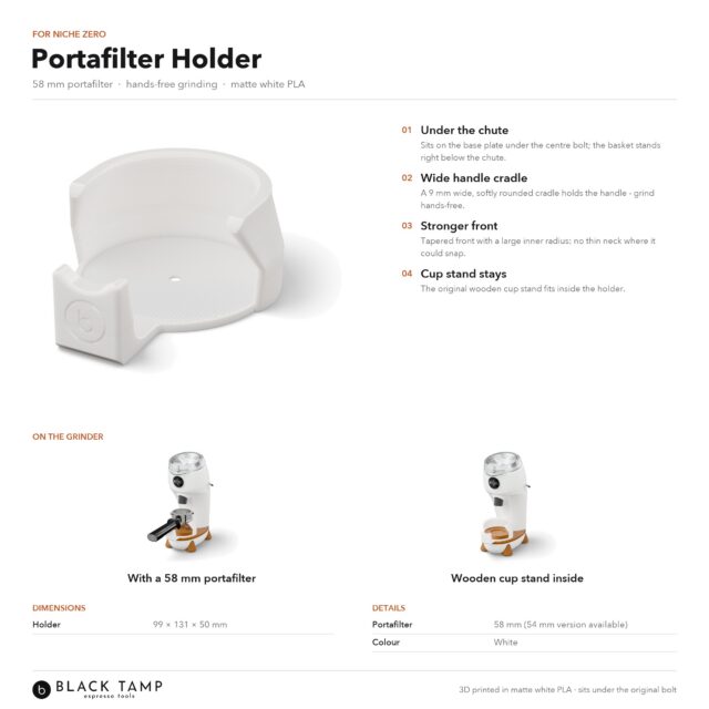 Portafilterhouder voor Niche Zero – productblad