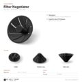 Scheda prodotto del negotiator per filtri UFO Dripper con vedute e dimensioni, Ø101,3 × 59,6 mm