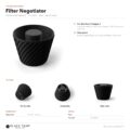 Product sheet of the xBloom Studio filter negotiator for the Omni Dripper 2 with views and dimensions