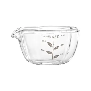 IKAPE Espresso Messglas Petal aus klarem Glas, mit Blätterzweig und Skalenstrichen bis Max 80 ml