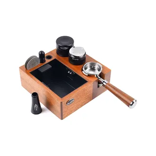IKAPE Espresso Station Set auf Holz-Organizer in Schwarz, in 53,3 mm als Zubehör-Set für die Sage Barista Express