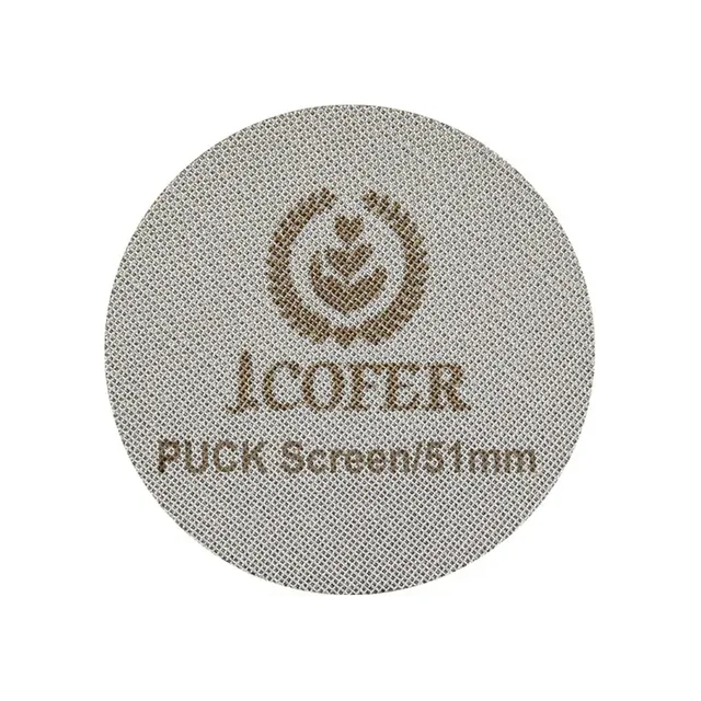 IKAPE Puck Screen V1 für Espresso in 51 mm, eine runde feinmaschige Scheibe mit eingraviertem Blattemblem und Größe