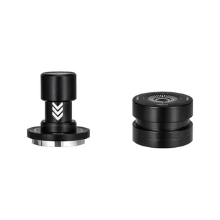 Zweiteilige Option auf Weiß: der V6 Impact-Tamper Mini mit Winkelmarkierungen und der Distributor mit Doppellager