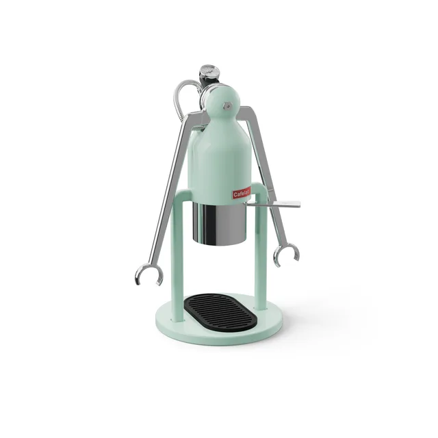 Manometerhalterung für Cafelat Robot, hält das Manometer oben auf einem mint Robot, auf Weiß