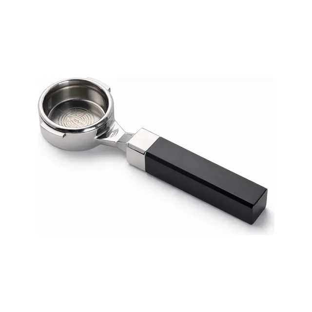 IKAPE CUBOID bodenloser Siebträger E61, 58 mm, mit eckigem schwarzem Griff und eingesetztem Sieb