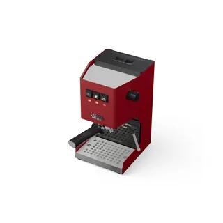 Gaggia Classic mit Edelstahl-Abtropfschale von oben im Winkel gesehen, auf Weiß
