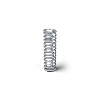 Die 9-Bar-OPV-Feder stehend, 23 mm lang und Ø7 mm im Durchmesser, auf Weiß