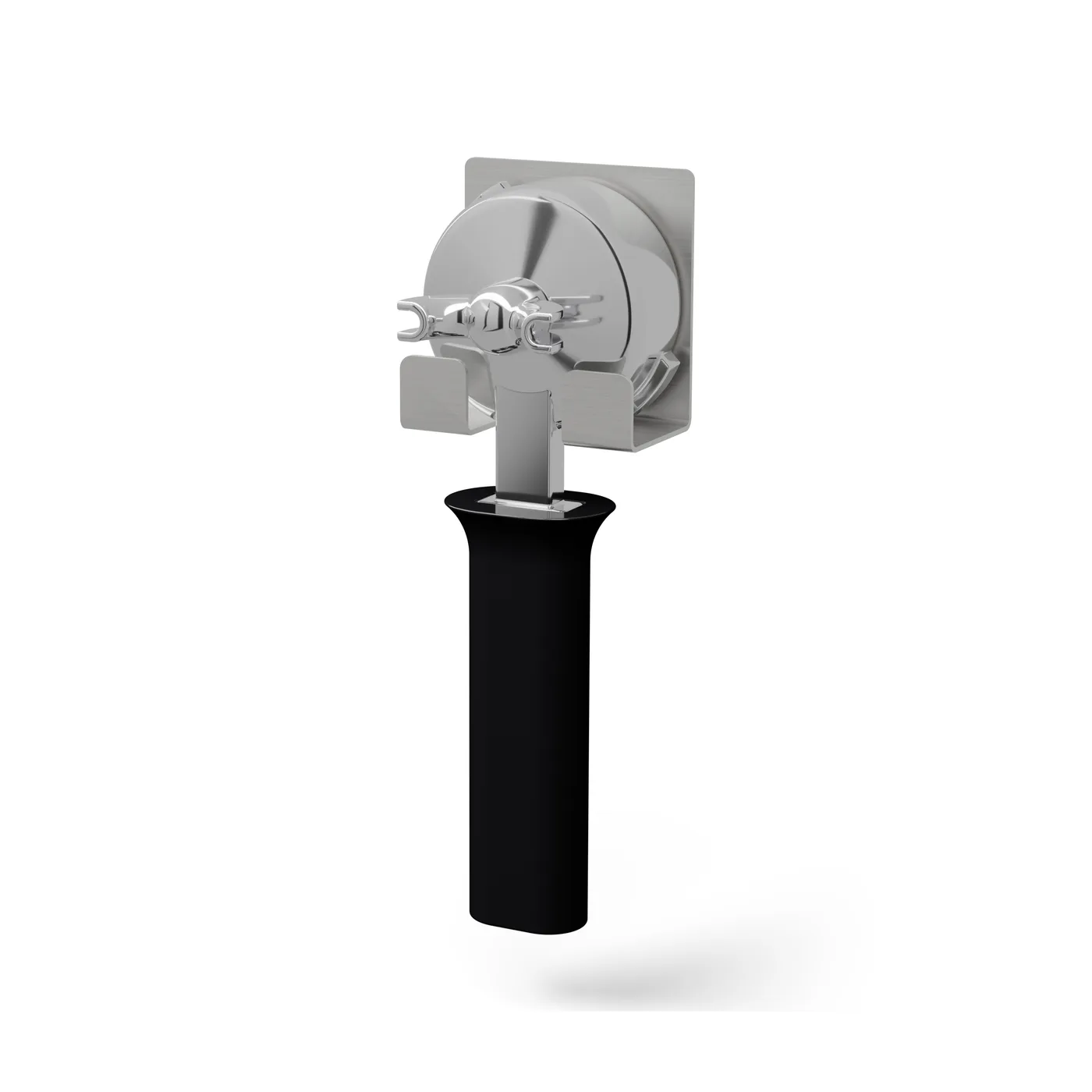 Siebträger-Wandhalter aus Edelstahl, Einzelversion, mit Siebträger, im Winkel, auf Weiß