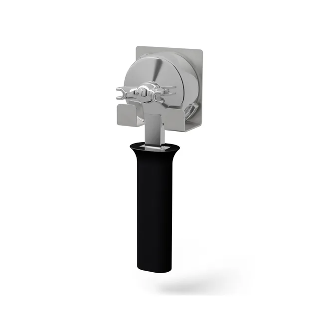 Siebträger-Wandhalter aus Edelstahl, Einzelversion, mit Siebträger, im Winkel, auf Weiß