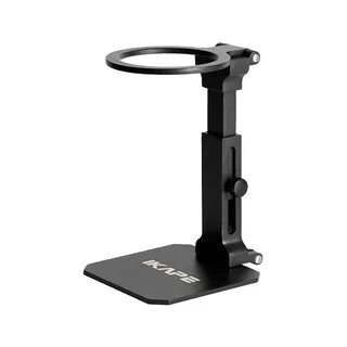 IKAPE Ständer tragbare Espressomaschine, klappbar, schwarz: quadratische Basis, verstellbare Säule mit Knopf, Halterring oben