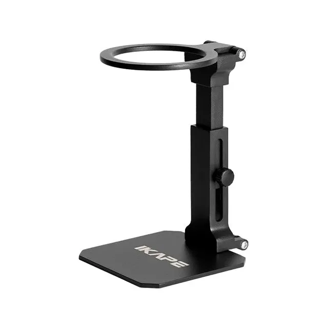 IKAPE Ständer tragbare Espressomaschine, klappbar, schwarz: quadratische Basis, verstellbare Säule mit Knopf, Halterring oben