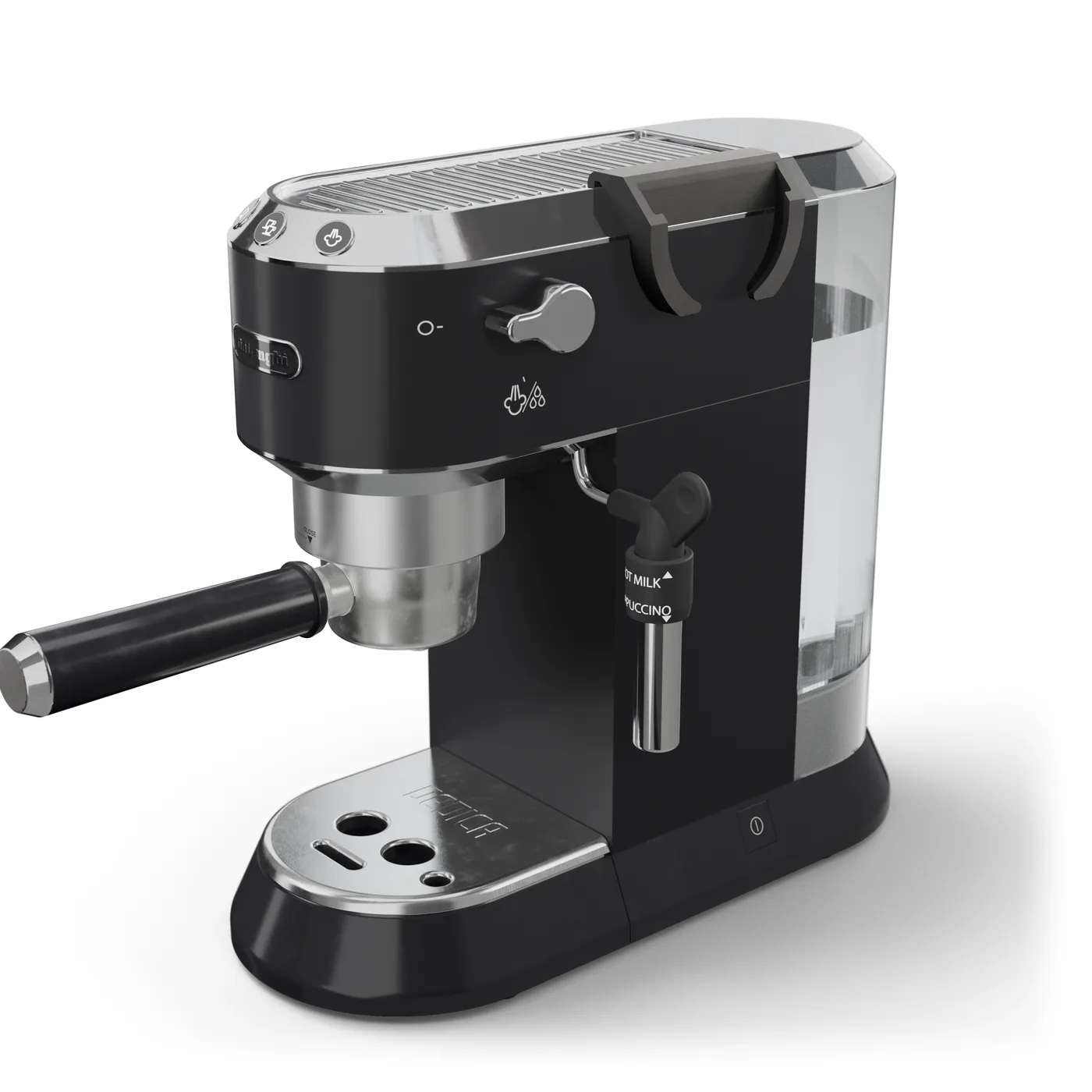 Siebträgerhalter für De'Longhi Dedica – oben auf einer De'Longhi Dedica