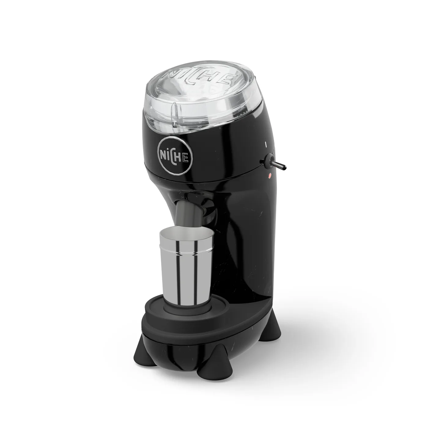 Kit de Acabado de Base para Niche Zero – kit negro sobre una Niche Zero negra, sobre blanco