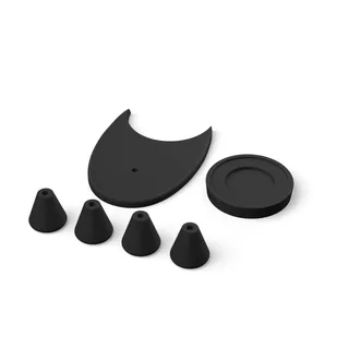 Kit de Acabado de Base para Niche Zero – las piezas negras dispuestas sobre blanco