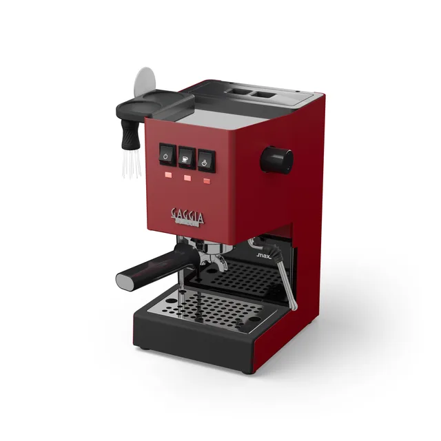 Organizer met mini WDT-tool voor Gaggia Classic – organizer en mini WDT-tool op een Gaggia Classic, op wit