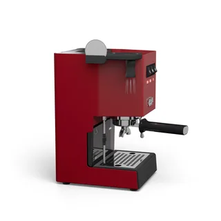 Ablage mit Mini-WDT-Tool für Gaggia Classic – die Maschine von links gesehen, mit der Ablage oben, auf Weiß