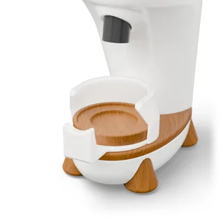 Supporto Portafiltro per Niche Zero – primo piano del supporto vuoto con l'appoggio per il bicchiere in legno, su bianco