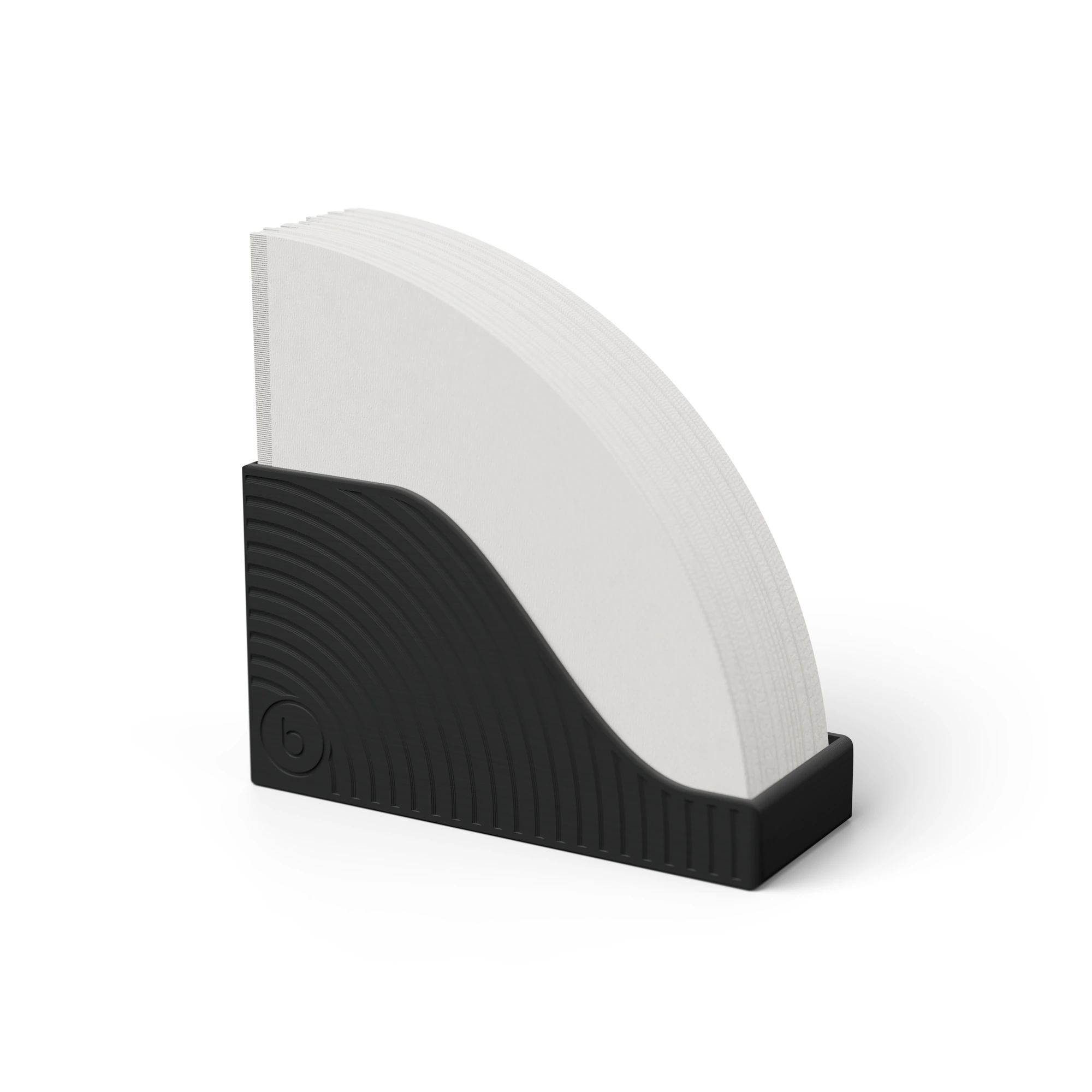 Soporte Abierto para Filtros de Papel – tamaño V60-02 con una pila de filtros, sobre blanco