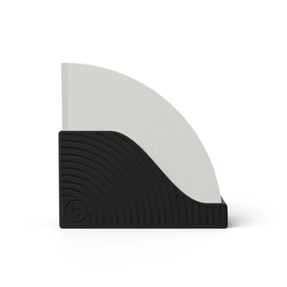 Soporte Abierto para Filtros de Papel – vista lateral con la pared en forma de ola, sobre blanco