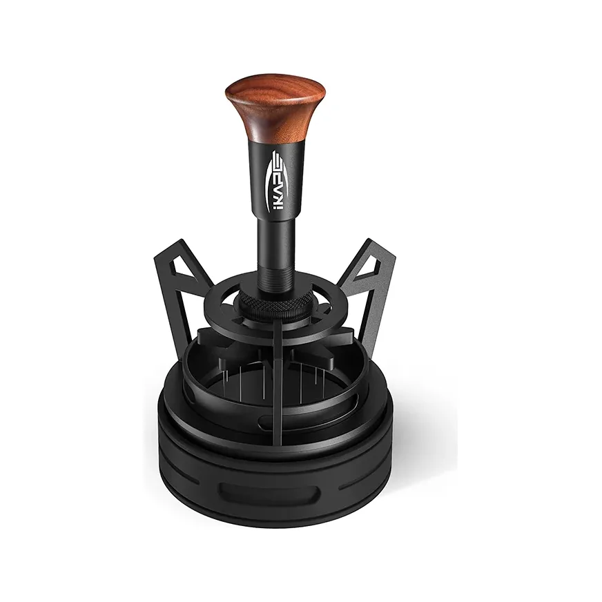 IKAPE WDT Tool V3 Mantis, automatisch, mit Holzknauf auf schwarzem Schaft, in seinem schwarzen Aufbewahrungssockel