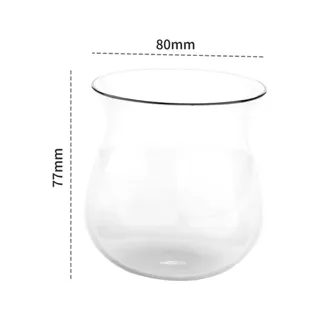 Maßzeichnung des Sense-Glases: 80 mm Randbreite und 77 mm Höhe