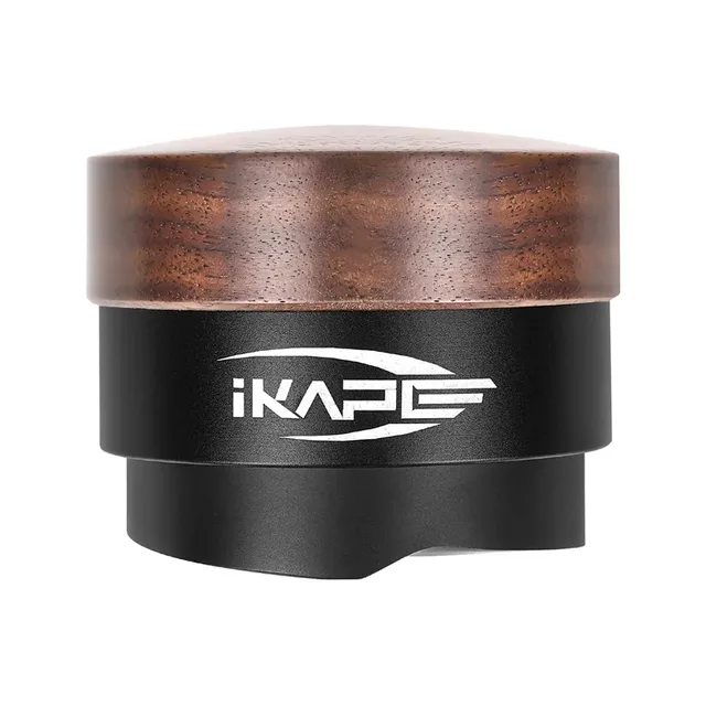 IKAPE Leveler Espresso Holz, ein Schwerkraft-Distributor mit Holzkopf und schwarzem Körper, für 58 mm sowie in 51 und 53,3 mm