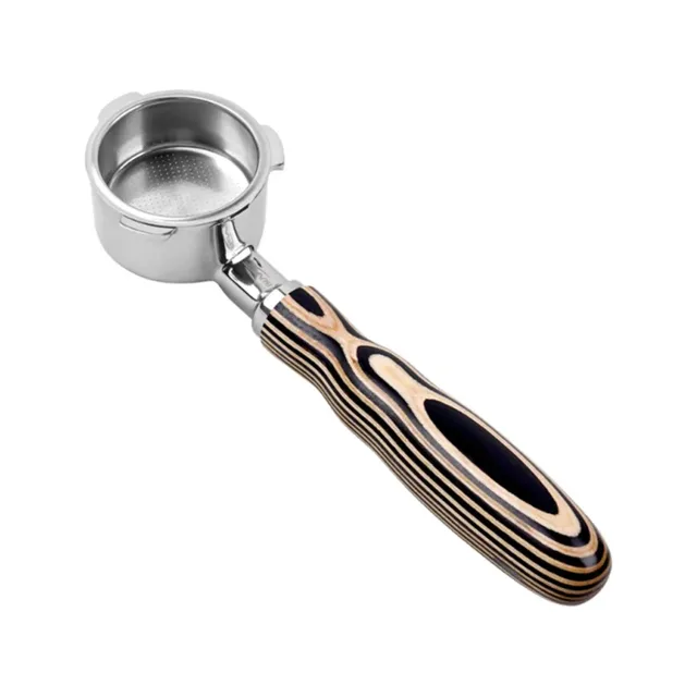 IKAPE Bottomless-Siebträger 51 mm 3 Ohren für Silvercrest, Griff mit Streifen und eingesetztem Stahlsieb