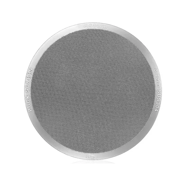 IKAPE V4 Puck Screen ultradünn in Silber, rund mit Mikrolöchern, am Rand PUCK SCREEN und 0,2 mm SUS304